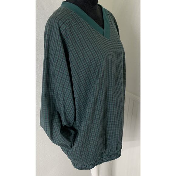 Vntg Equus Golf Mesh‎ Pullover Green Plaid Jacket Water Repellent Sz L Pocketsf - Picture 8 of 9